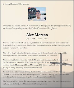 Obituary Alex Moreno