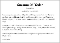 Obituary Suzanne M Yoder
