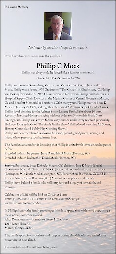 Obituary Phillip C Mock