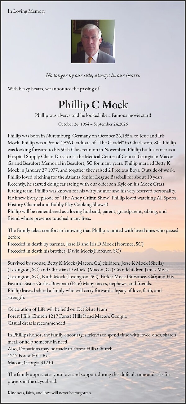 Obituary of Phillip C Mock