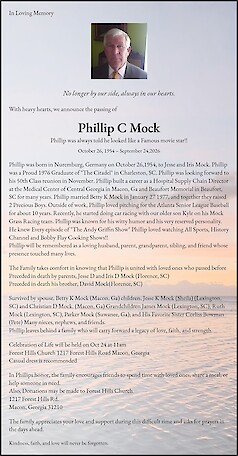 Obituary Phillip C Mock
