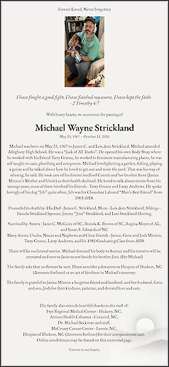 Obituary Michael Wayne Strickland