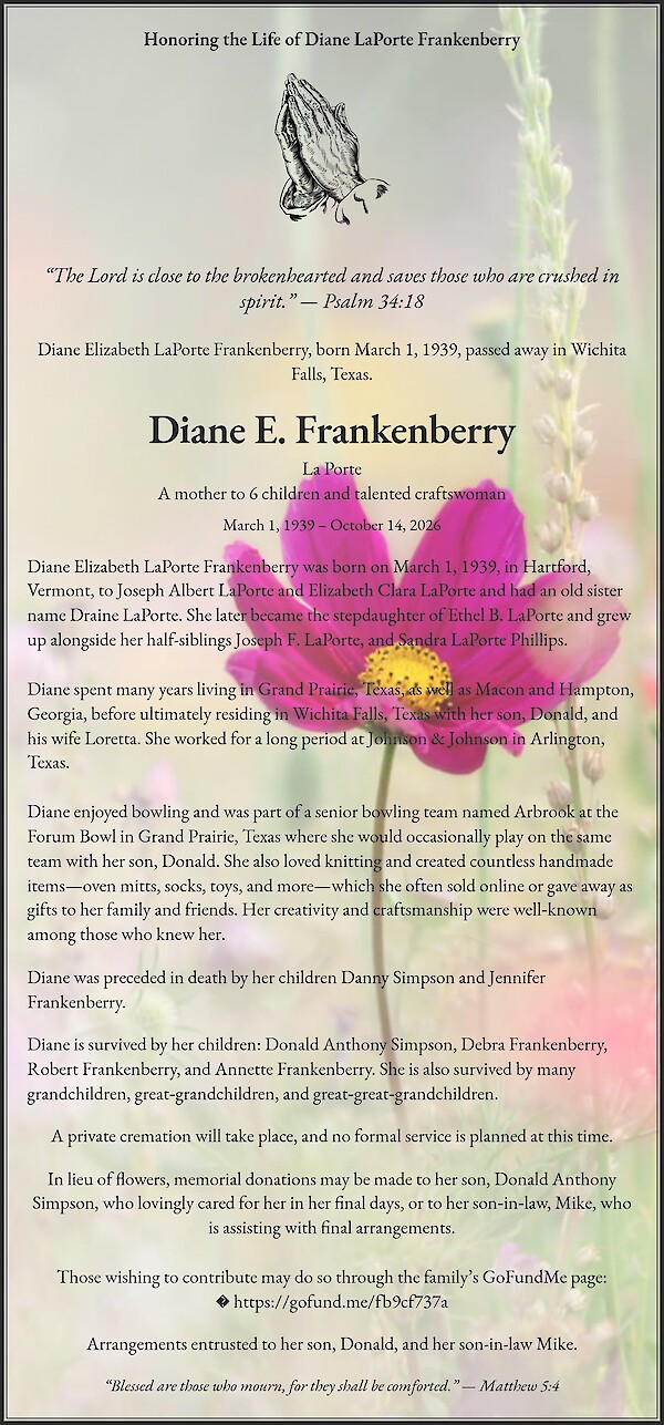 Obituary of Diane E. Frankenberry