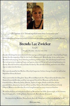 Obituary Brenda Lee Zwicker