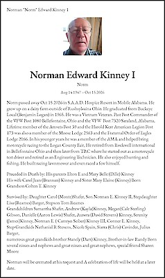 Obituary Norman Edward Kinney I