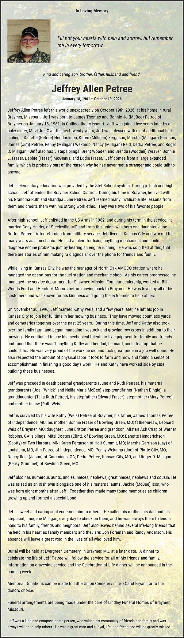 Obituary of Jeffrey Allen Petree