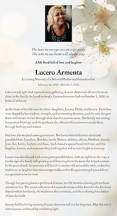 Obituary Lucero Armenta