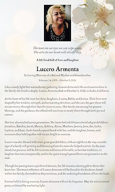 Obituary Lucero Armenta