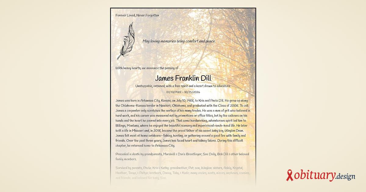 Obituary James Franklin Dill – obituary.design