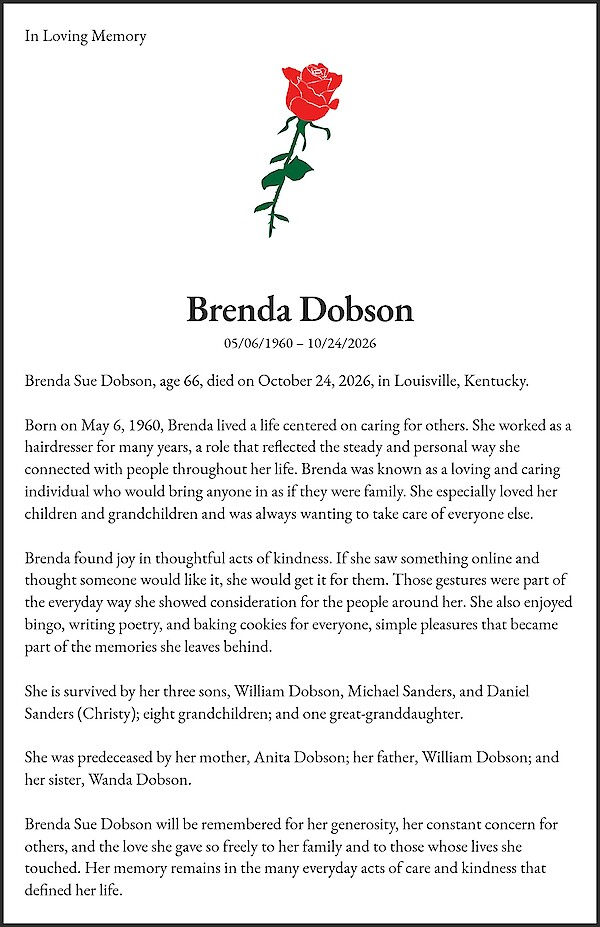 Obituary of Brenda Dobson