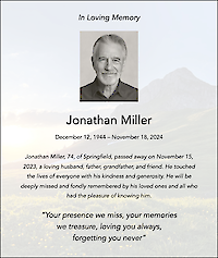 Obituary Template: Simple, Background Image &ldquo;Sunset in the Mountains&rdquo;