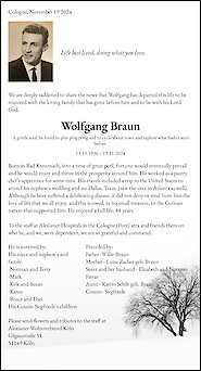Obituary Wolfgang Braun