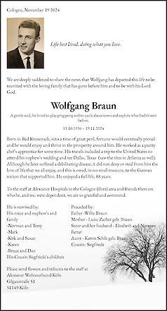 Obituary Wolfgang Braun