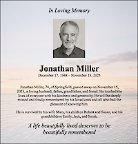 Obituary Template: Classic, with Background Image &ldquo;Sunset at the Beach&rdquo;