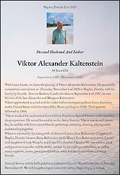Obituary Viktor Alexander Kaltenstein