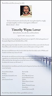 Obituary Timothy Wayne Lower
