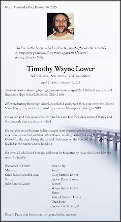 Obituary Timothy Wayne Lower