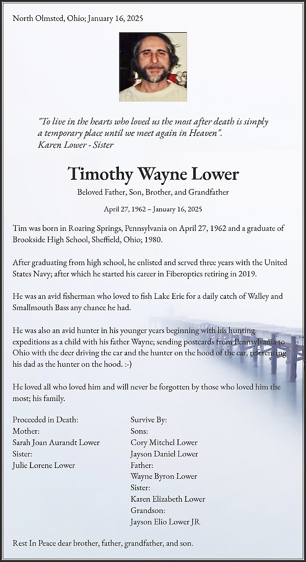 Obituary of Timothy Wayne Lower