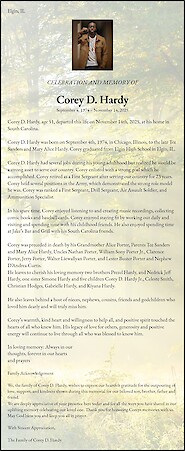 Obituary Corey D. Hardy