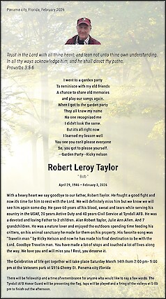 Obituary Robert  Leroy Taylor, Panama city, Florida