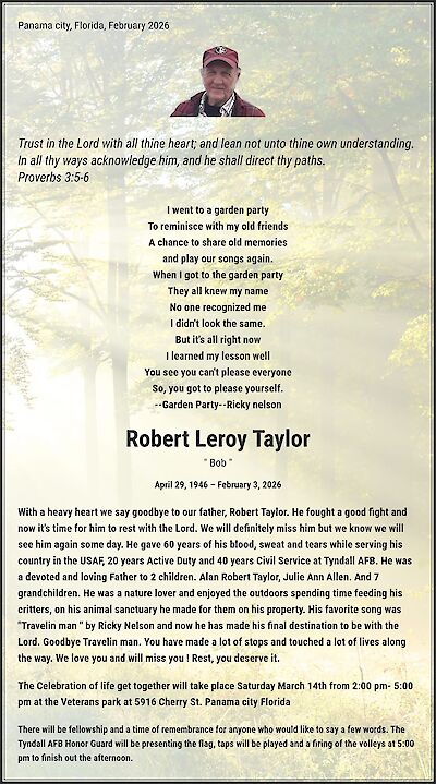 Robert  Leroy Taylor, Panama city, Florida
