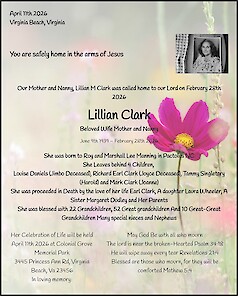 Obituary Lillian Clark, Virigina Beach, Virginia