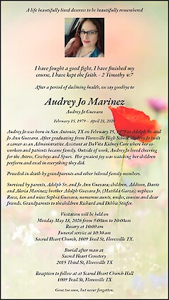Obituary Audrey Jo Marinez, Floresville