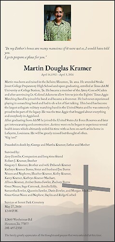Obituary Martin Douglas Kramer