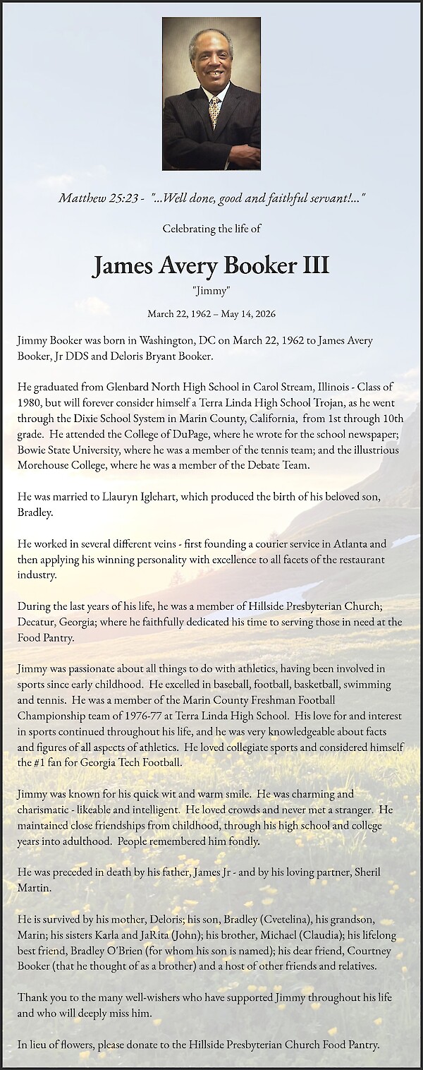 Obituary of James Avery Booker III
