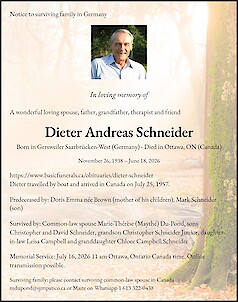 Obituary Dieter Andreas Schneider
