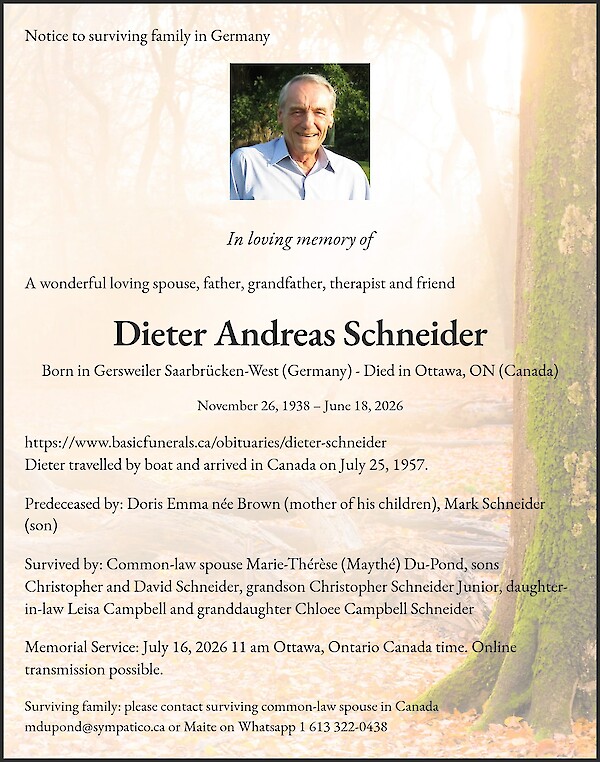 Obituary of Dieter Andreas Schneider