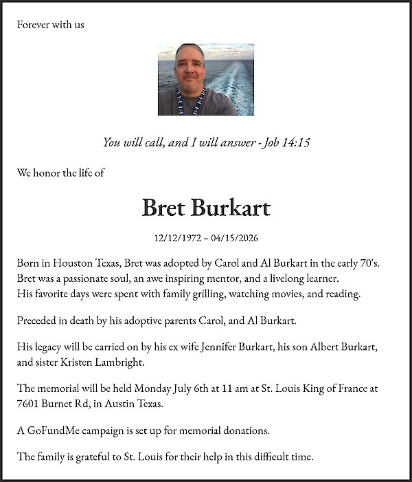 Obituary of Bret Burkart