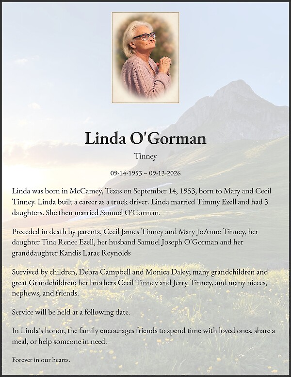 Obituary of Linda O'Gorman