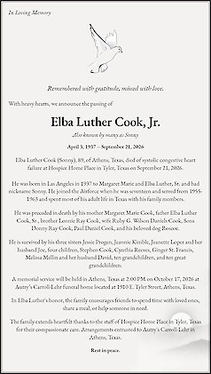 Esquela Elba Luther Cook, Jr.
