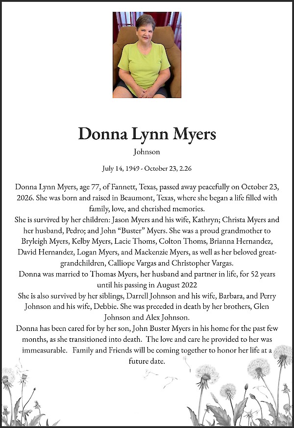Obituary of Donna Lynn Myers
