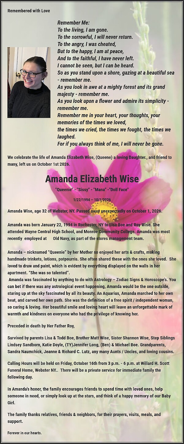 Obituary of Amanda Elizabeth Wise