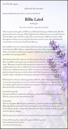 Obituary Billie Laird