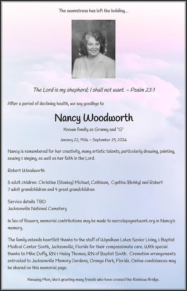 Obituary of Nancy Woodworth
