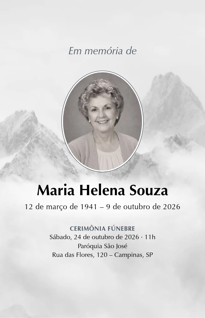 Modelo de programa de funeral Acima das nuvens com retrato, para folha Carta dobrada