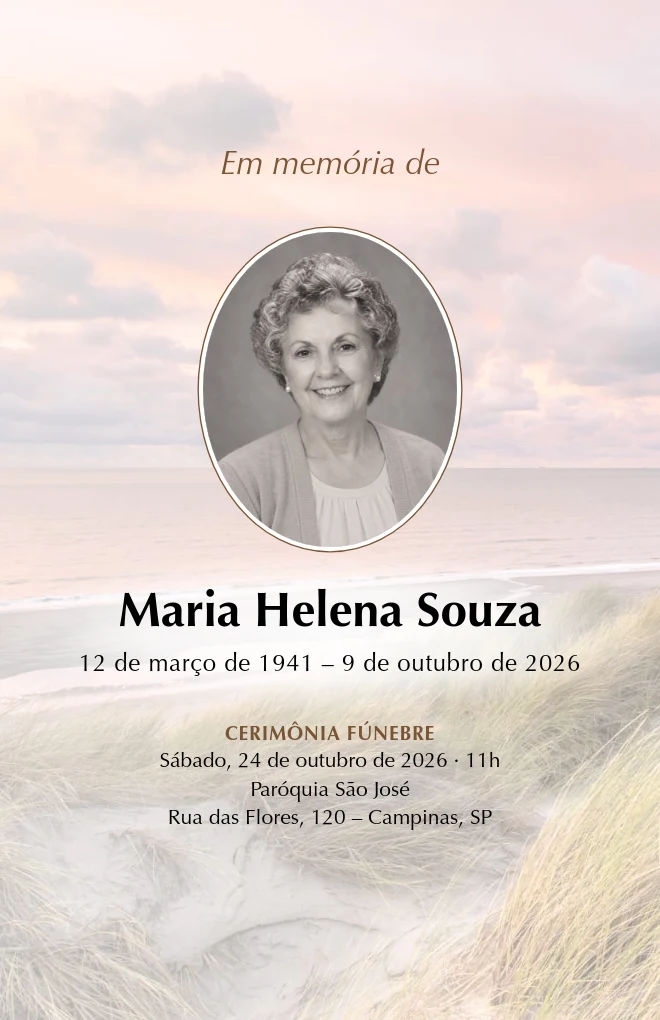 Modelo de programa de funeral Dunas com retrato, para folha Carta dobrada