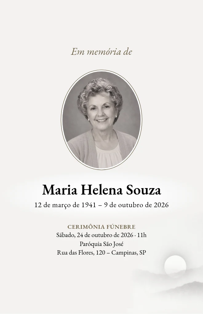 Modelo de programa de funeral Amanhecer sereno com retrato, para folha Carta dobrada