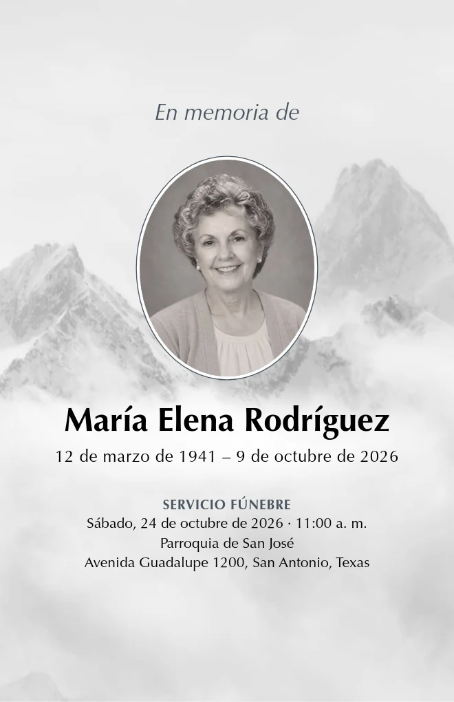 Plantilla de programa funerario Sobre las nubes con retrato, para hoja tama&ntilde;o carta doblada