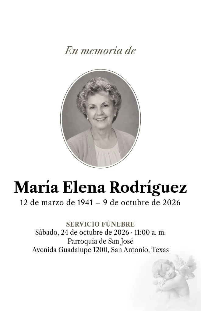 Plantilla de programa funerario &Aacute;ngel con retrato, para hoja tama&ntilde;o carta doblada