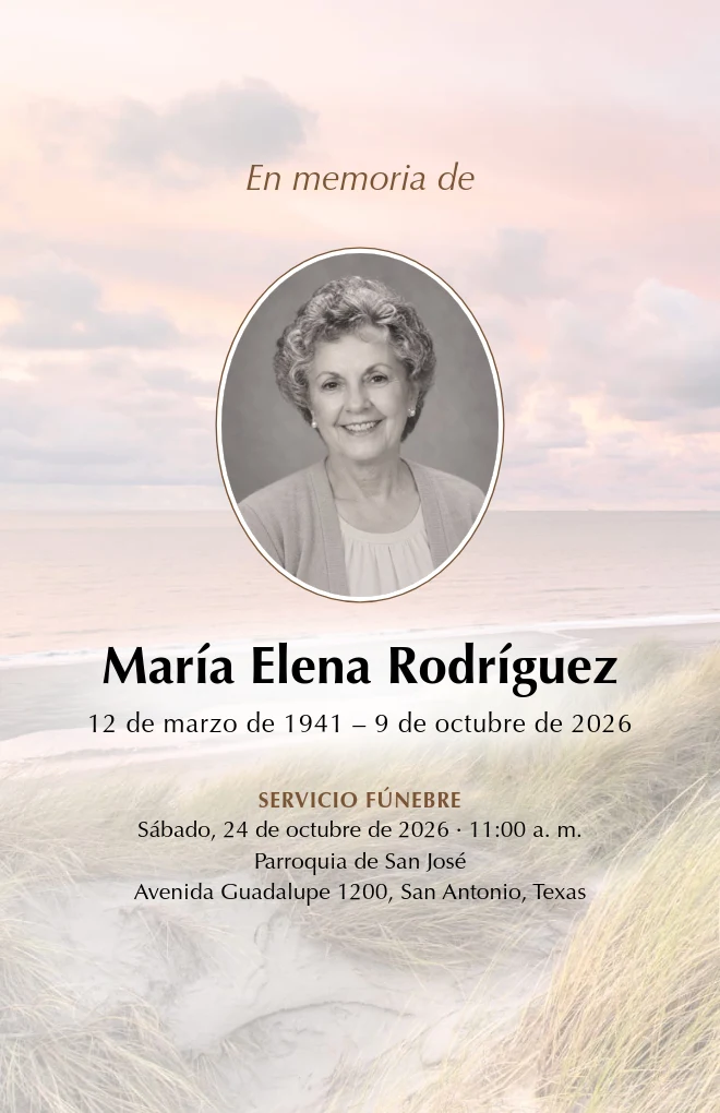 Plantilla de programa funerario Dunas con retrato, para hoja tama&ntilde;o carta doblada