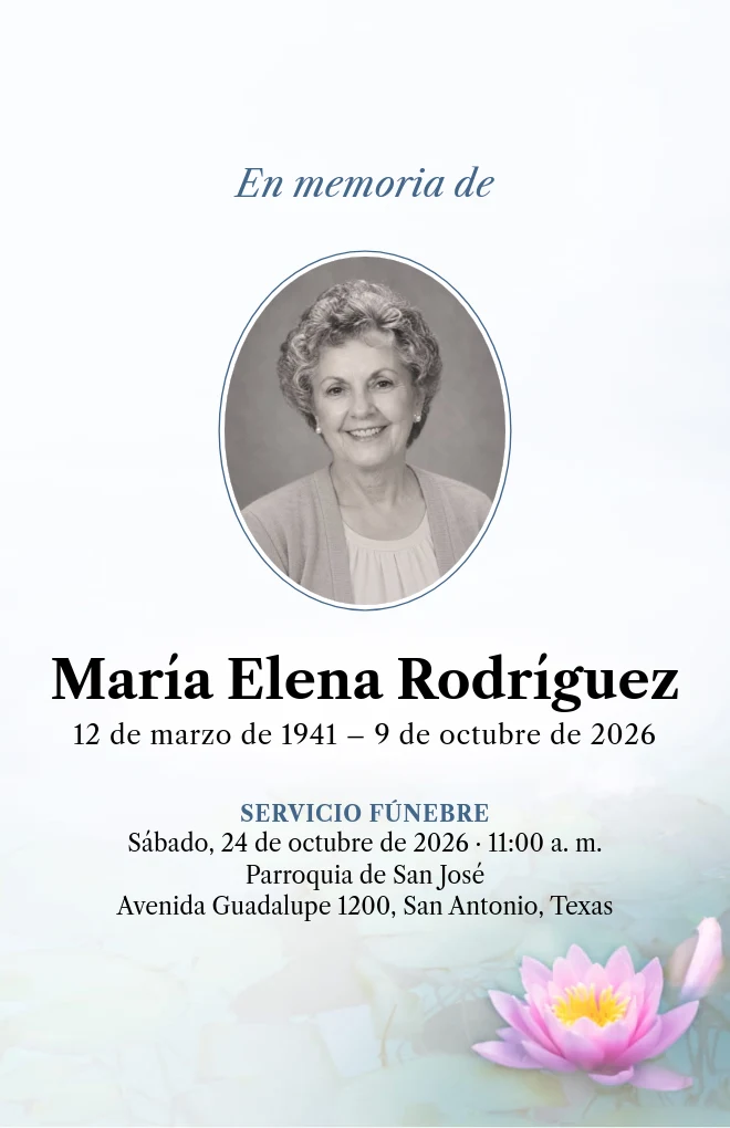 Plantilla de programa funerario Loto con retrato, para hoja tama&ntilde;o carta doblada