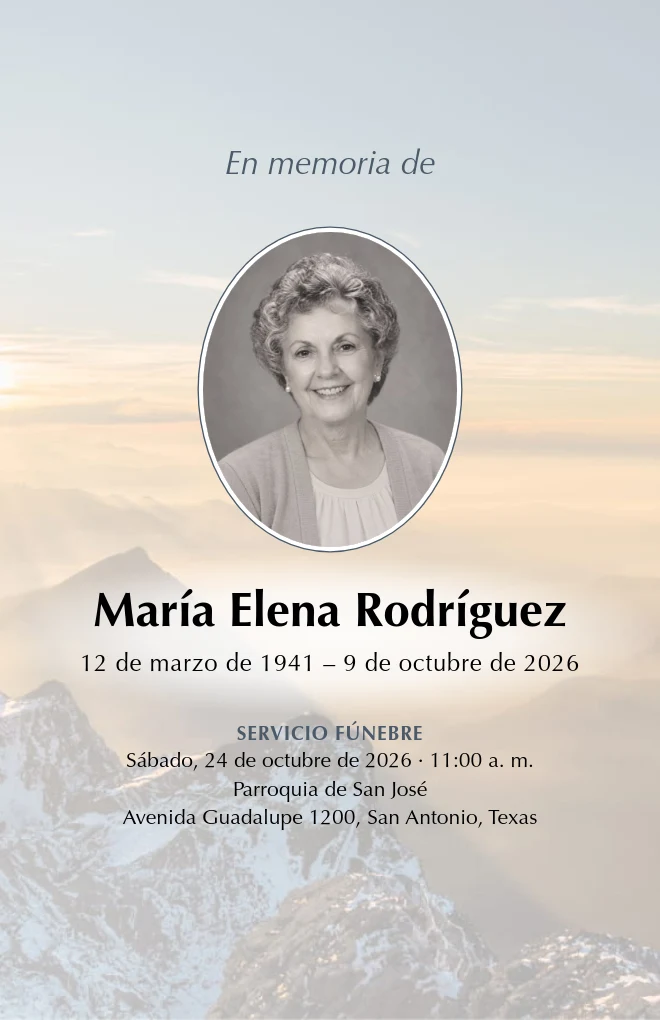 Plantilla de programa funerario Luz de monta&ntilde;a con retrato, para hoja tama&ntilde;o carta doblada