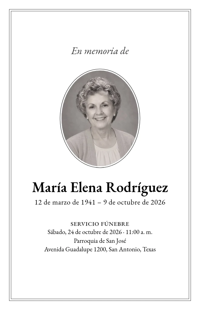 Plantilla de programa funerario Sencillo con retrato, para hoja tama&ntilde;o carta doblada